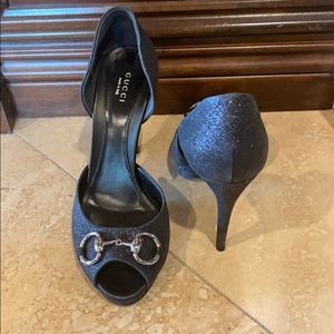 Gucci black shimmer pumps